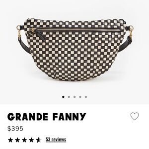 Clare V Grande Fanny Black and Cream Woven Checkered